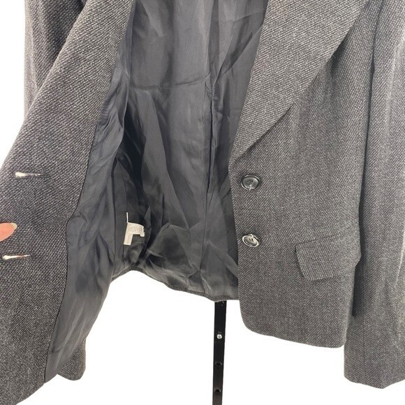 Ann Taylor Womens 0 Charcoal Tweed Blazer Wool Blend - Picture 5 of 8